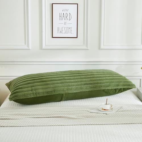 JAUXIO Faux Fur Fluffy Body Pillow Cover Luxury Striped Plush Decorative Body - Image 4