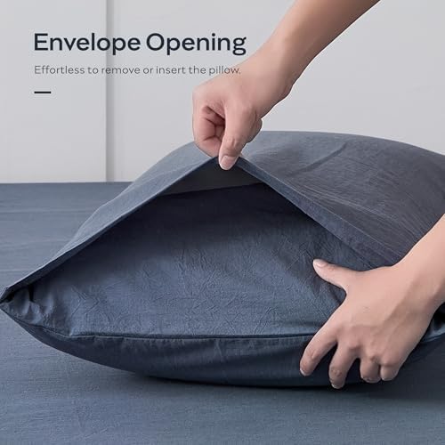 JELLYMONI 100% Washed Cotton Pillowcases, Envelope Closure 2-Pack - Image 4