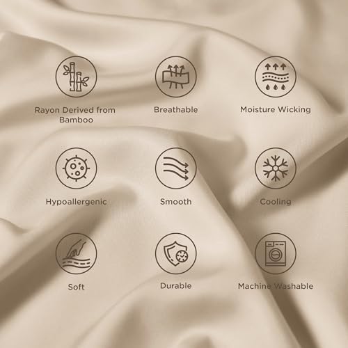 Bedsure Beige Pillow Cases Queen Set of 2, 100% Rayon Derived from Bamboo - Image 6