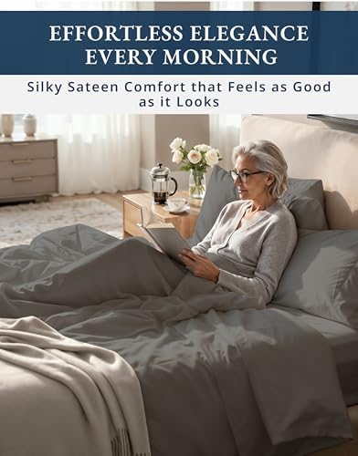 LANE LINEN Sheets Queen Size Bed Set 100% Egyptian Cotton Sateen - Image 5