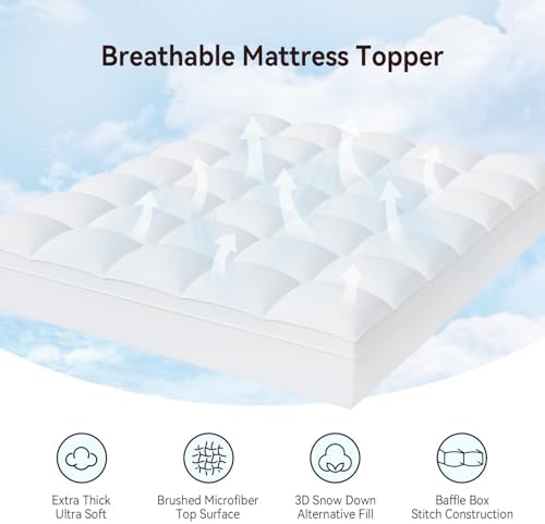 ABENE Queen Mattress Topper, Thick Pillow Top Mattress Pad, Plush Comfort - Image 2