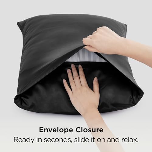 Bedsure Satin Pillowcases Queen Set of 4, Similar to Silk Pillowcases Black - Image 6