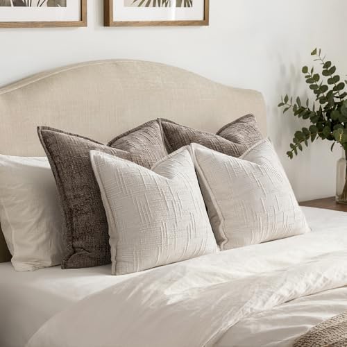 MIULEE Slubby Textured Decorative Throw Pillow Covers Cream White 18x18 - Image 5