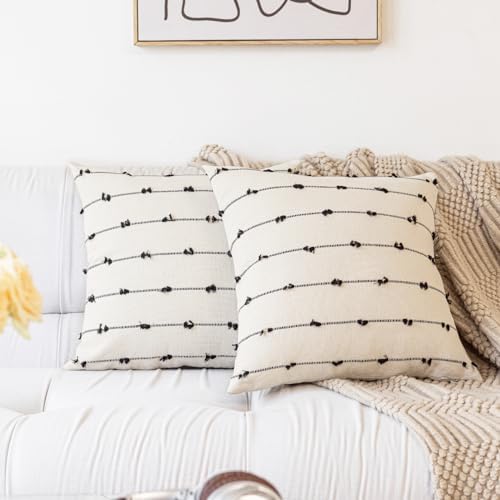 YEENAASY Boho Throw Pillow Covers 18x18 Set of 2 Farmhouse Pillow Cases - Image 6