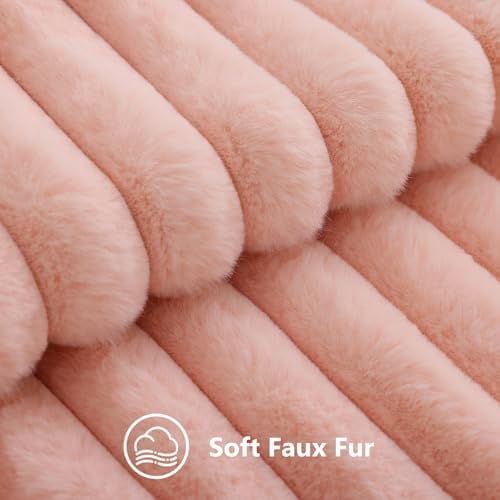 decorUhome Fall Faux Fur Throw Pillow Covers 26x26 Set of 2 Blush Pink - Image 2