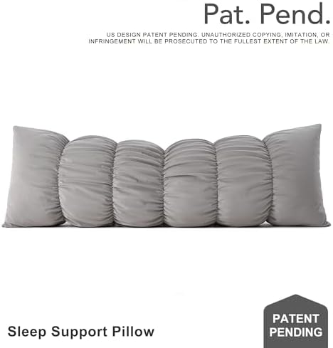 Pat. Pend. Full Body Pillow for Adults, 59 Inch, Zinc Gray - Image 2