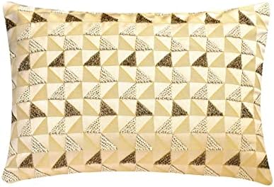 The HomeCentric Decorative Gold & Ivory 12"x20" Lumbar Pillow Cover, Jacquard by TheHomeCentric