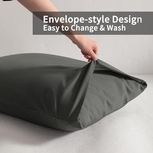 King Pillow Cases, 2 Pack, 20x40 in, Microfiber, Dark Grey - Image 3