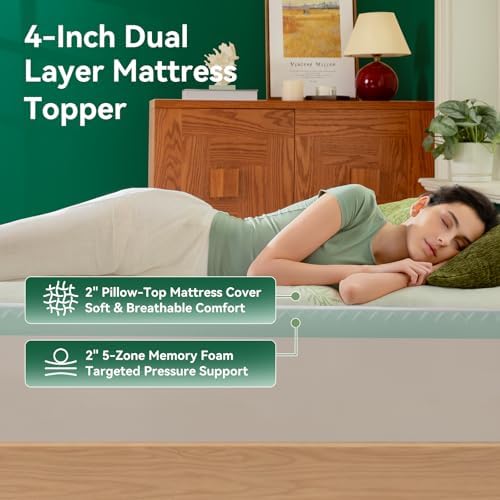 Twin XL 4-Inch 2-in-1 Cooling Memory Foam Mattress Topper - Image 2