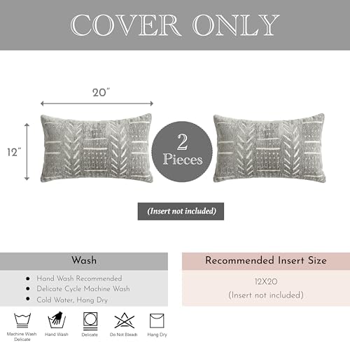 BlissBlush Decorative Lumbar Pillow Covers 12x20 Set of 2, Light Gray Soft - Image 6