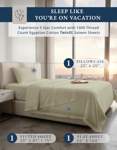 LANE LINEN Twinxl Sheets Set 1000 Thread Count 100% Egyptian Cotton - Image 2