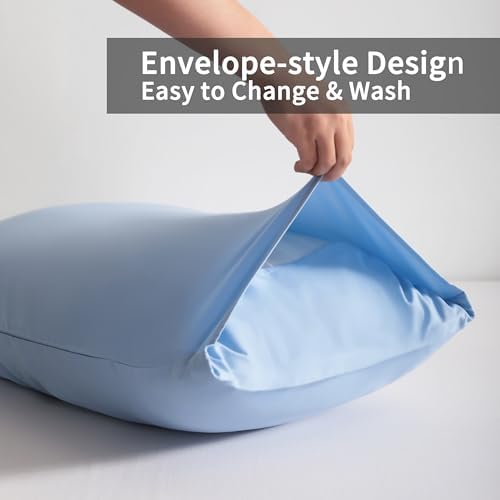 King Pillow Cases, 2 Pack, 20x40 in, Microfiber, Sky Blue - Image 4