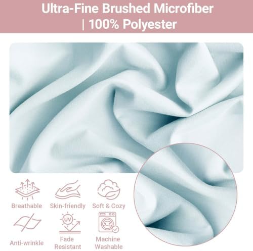 Set of 2 Brushed Microfiber Ruffle Pillow Cases Body Size Baby Blue - Image 2