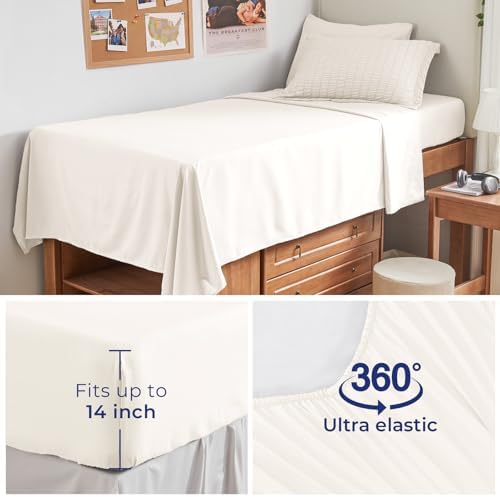 HYMOKEGE Ivory Twin XL Comforter Set Seersucker 5 Pieces, All Season Luxury Bed - Image 6