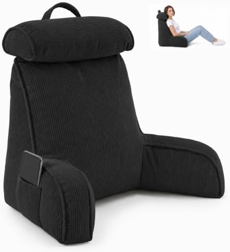 Reading Pillow for Bed with Detachable Neck Roll and Shredded Memory Foam by Unknown