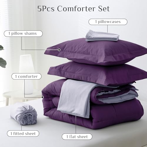 JOLLYVOGUE Twin Comforter Set, Ultra-Soft Bed in a Bag Twin Size 5 Pieces - Image 5