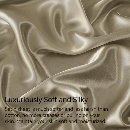 BEDELITE Satin Sheets California King Size Bed Set, 4 Pieces - Image 3