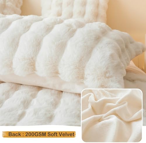 LIFEREVO Fluffy Faux Rabbit Fur Body Pillow Cover 20"x54" - Image 5