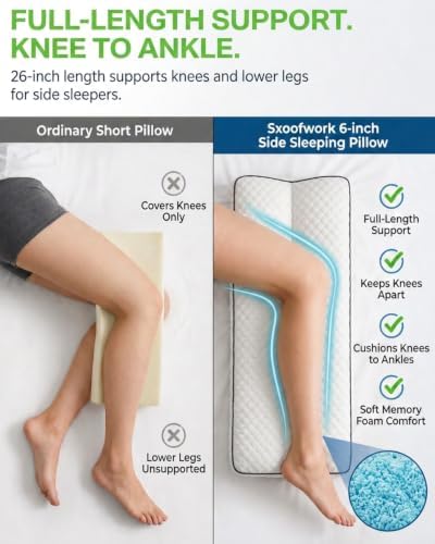 Knee Pillow for Side Sleepers, Memory Foam Leg Pillow - Image 3