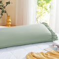 Vonty Sage Green Ruffled Pillow Cases Set of 2, Body Size, 20x54 Inch by CreateCozyLife