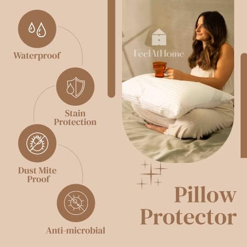 FeelAtHome 100% Cotton Waterproof Pillow Protectors, 20x26 Standard 2 Pack - Image 4