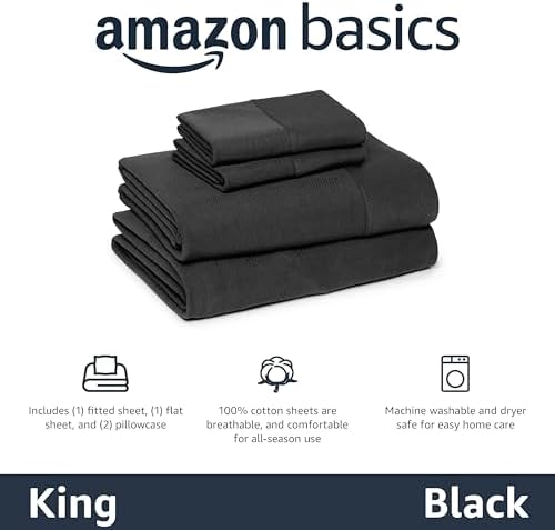 Amazon Basics 100% Cotton Jersey Bed Sheet Set, Machine Washable, All-Season - Image 2