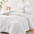 HYMOKEGE White Oversized King Comforter Set Seersucker 7 Pieces, All Season by HYMOKEGE