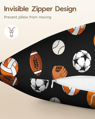 Miss Adola Kids Silk Body Pillow Cover 20x54 Inch, Sports Balls - Image 5