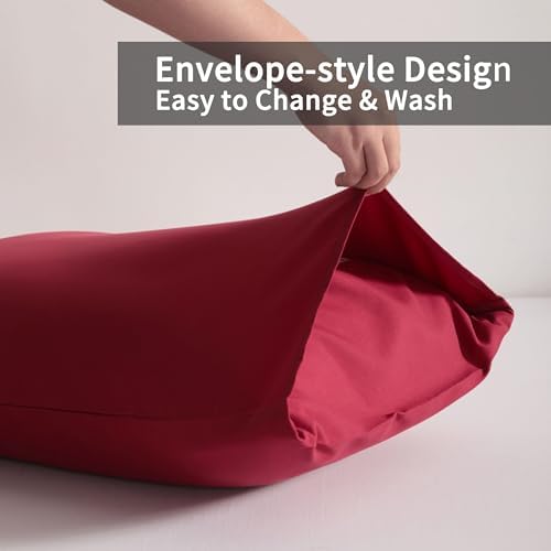 Body Pillow Cases, 2 Pack, 20x54 in, Microfiber, Wine Red - Image 4