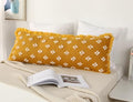 Boho Body Pillow Cover with Tassel Fringe, 3D Flower Patterned Decorative Extra by DRNOU