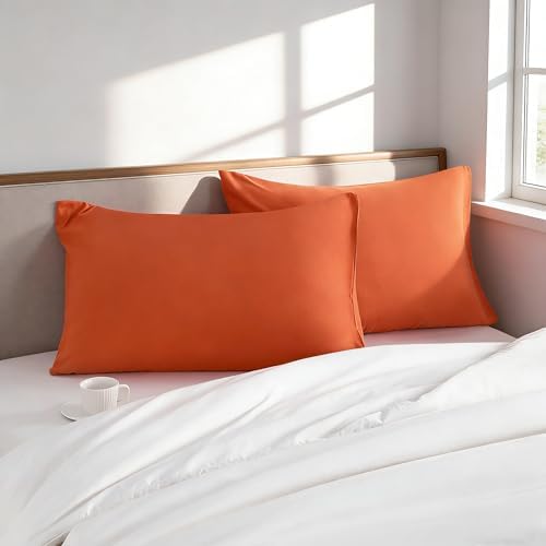 King Pillow Cases, 2 Pack, 20x40 in, Microfiber, Burnt Yellow - Image 2
