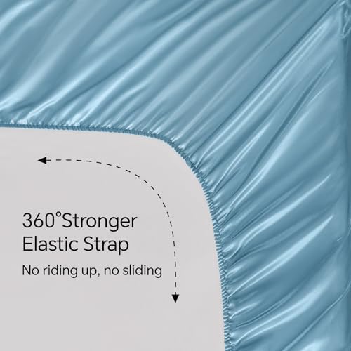BEDELITE Satin Sheets California King Size Bed Set, Airy Blue, 4 Pieces - Image 5
