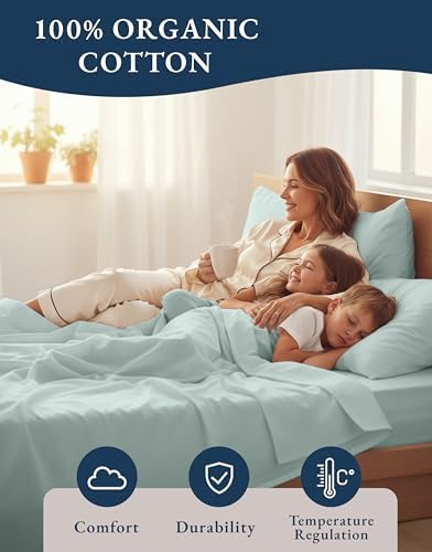 LANE LINEN Queen Bed Sheets 100% Organic Cotton 4pc Percale - Image 6