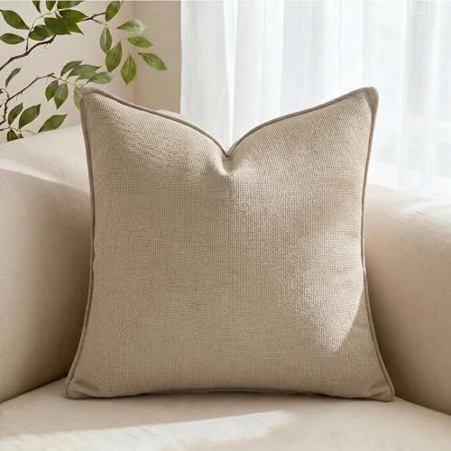 Fancy Homi Set of 2 Small Taupe 12x12 Inch Soft Chenille Decorative Throw - Image 7