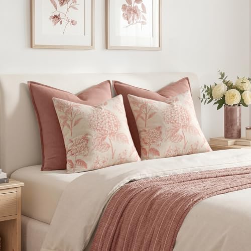 Set of 2 Decorative Floral Pillow Covers 18x18 Inch Light Pink - Image 6