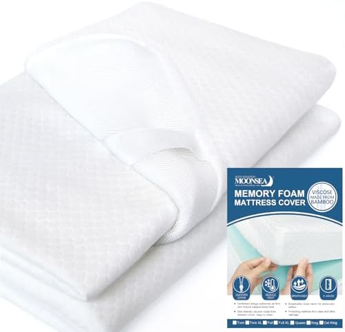 Moonsea Twin Size Memory Foam Mattress Topper Cover, 1-2 Inch Zippered by Moonsea
