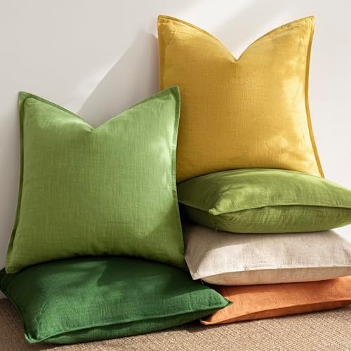 Foindtower Linen Solid Decorative Throw Pillow Covers 18x18 Ginger Yellow - Image 6