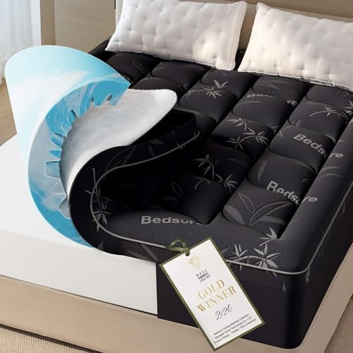 Bedsure 5 Inch Memory Foam Mattress Topper King, Viscose Made from Bamboo by BEDSURE