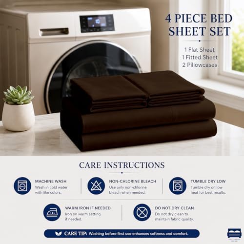 Cottingon 4 Piece Twin Sheets Fits 16" Deep, Egyptian Cotton - Image 5