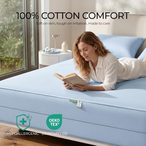 FAUNNA 100% Cotton Mattress Encasement Bed Bug Dust Mite Cover, Twin XL 16 - Image 5