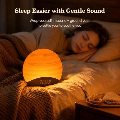 REACHER Natural Wood Grain Sunrise Alarm Clock, Sound Machine & Night Light - Image 4