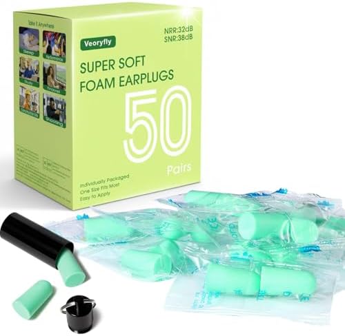 Ultra Soft Foam Ear Plugs, 50 Pairs Individually Wrapped by VeoryFly