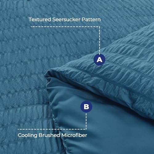 HYMOKEGE Teal King Size Comforter Set Seersucker 7 Pieces, All Season Luxury - Image 5