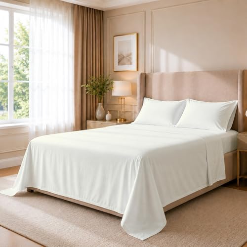 Cottingon 4 Piece Queen Sheets Fits 16" Deep, Egyptian Cotton by COTTINGON
