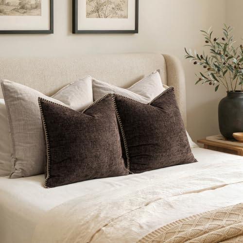 MIULEE Decorative Couch Throw Pillow Covers 18x18 Inch Dark Brown 2 Pack - Image 6