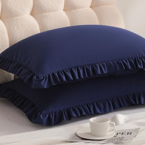 Ruffled Standard Pillow Shams, 2 Pack, 20x26 Inches by Aerlomi