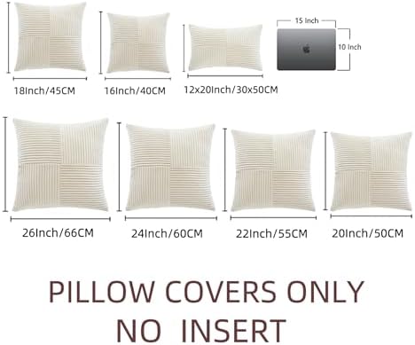 Fancy Homi 2 Packs Cream Decorative Throw Pillow Covers 22x22 Inch - Image 7