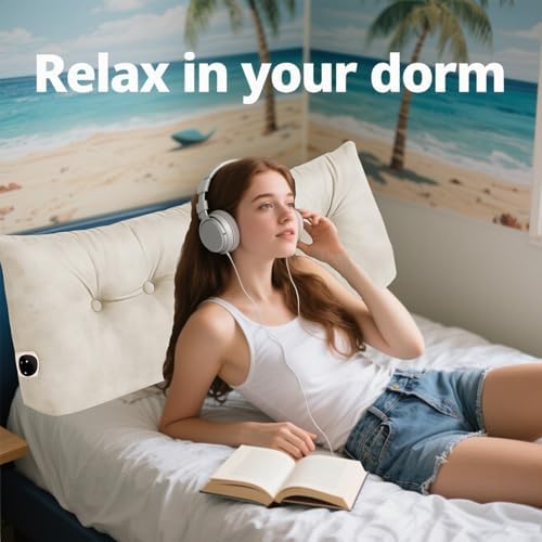 Headboard Pillow Twin, Triangular Bed Wedge Backrest Reading Pillow Cushion - Image 4