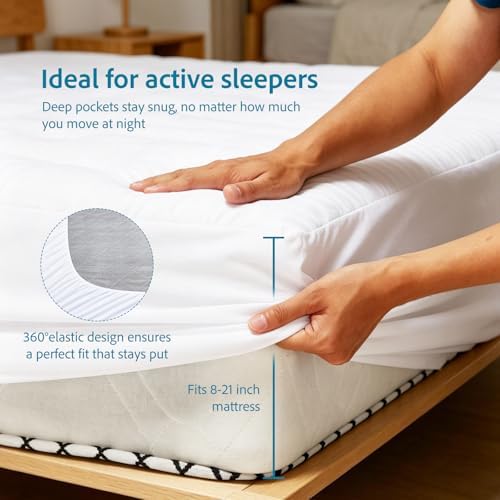 Mattress Topper King Size, Ultra Soft Cotton Pillow Top Mattress Pad - Image 5