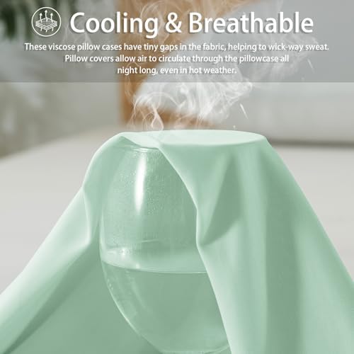 WhatsBedding Cooling Body Pillow Cover, Zipper Closure, Milky Green - Image 3
